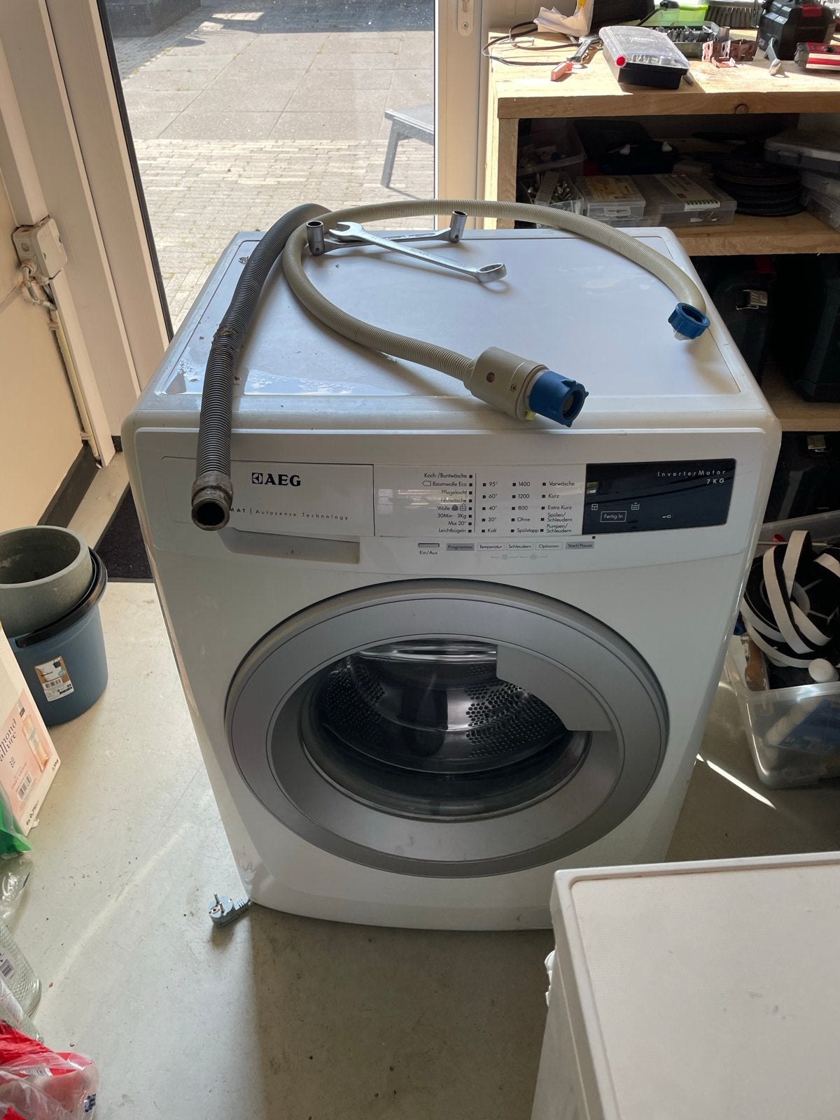 AEG Voorlader Wasmachine - Inverter Motor 7KG, Ophalen, Gebruikt, Voorlader, 85 tot 90 cm