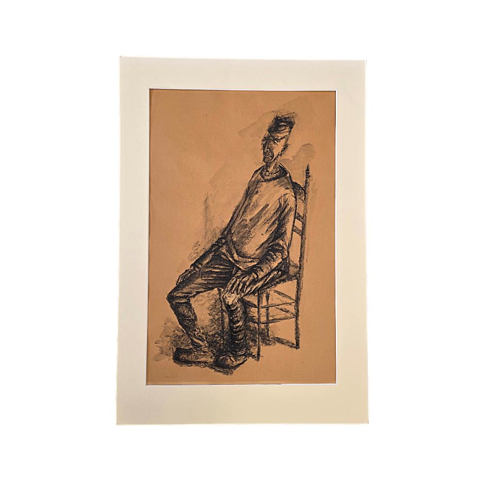 Zeeuwse Boer Houtskooltekening van Willem (Wim) Chabot, 1950, Ophalen