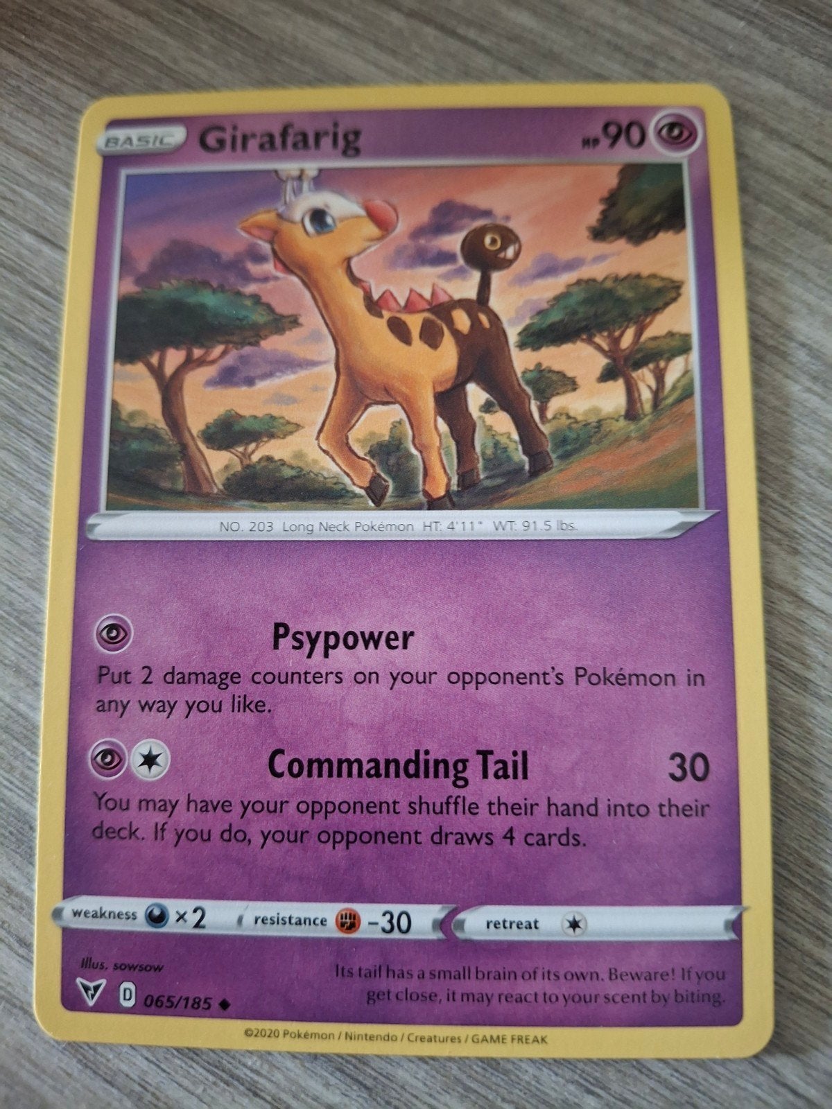 Girafarig Pokémon Kaart - D 065/185, Ophalen of Verzenden, Zo goed als nieuw, Losse kaart