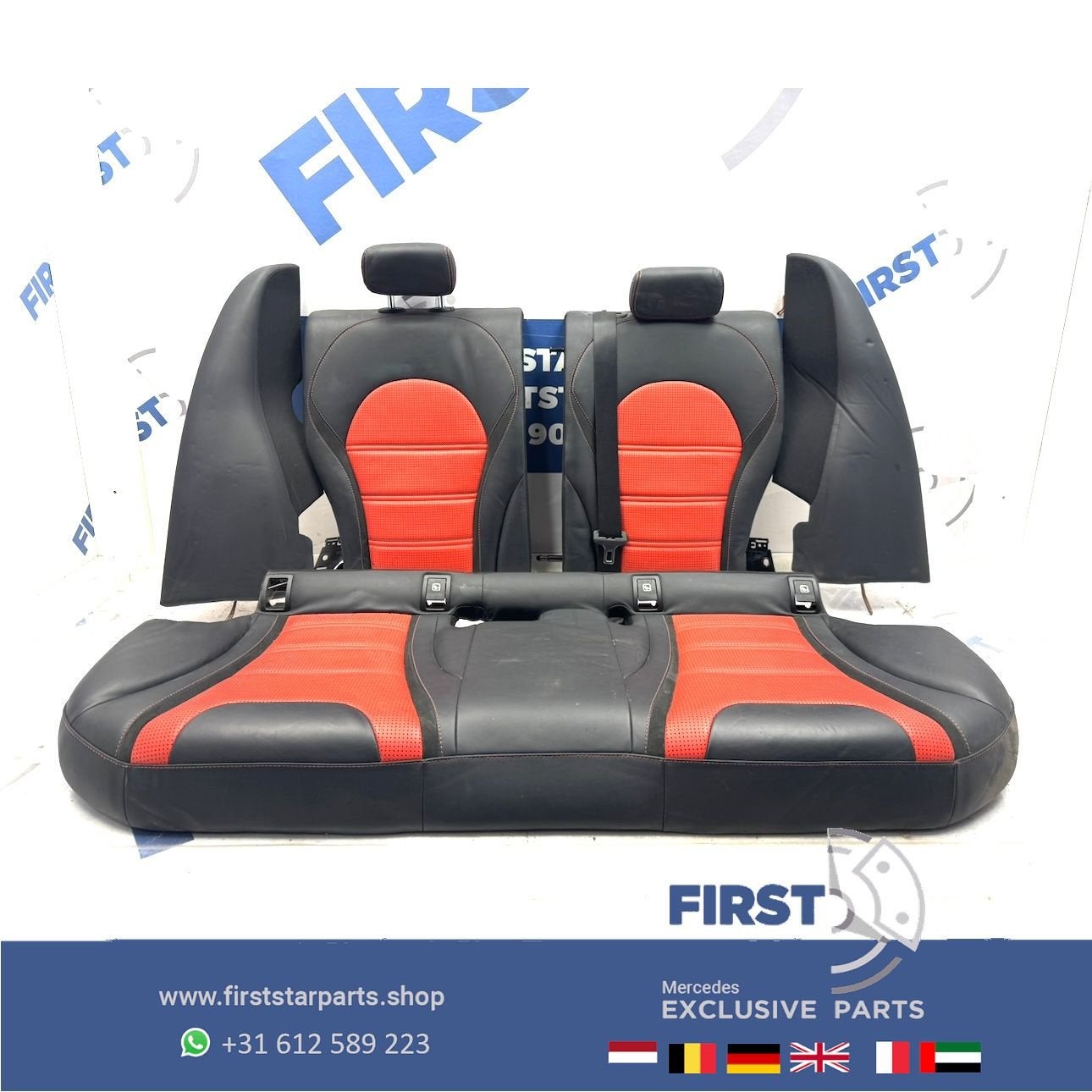 W205 ACHTERBANK + DEURPANELEN C63 AMG Mercedes C Klasse LEER, Auto-onderdelen, Interieur en Bekleding, Gebruikt, -, Ophalen of Verzenden