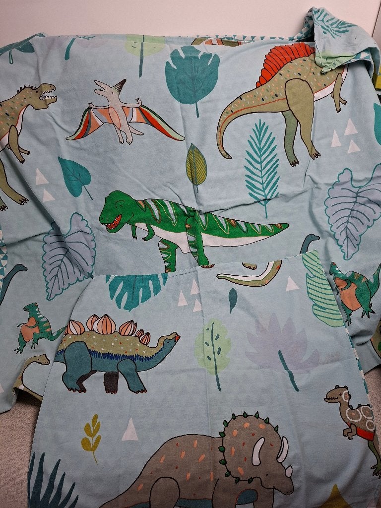 Dinosaurus katoenen dekbedovertrek 140x200 + kussensloop, Gebruikt, Eenpersoons, Meerkleurig, Dekbedovertrek