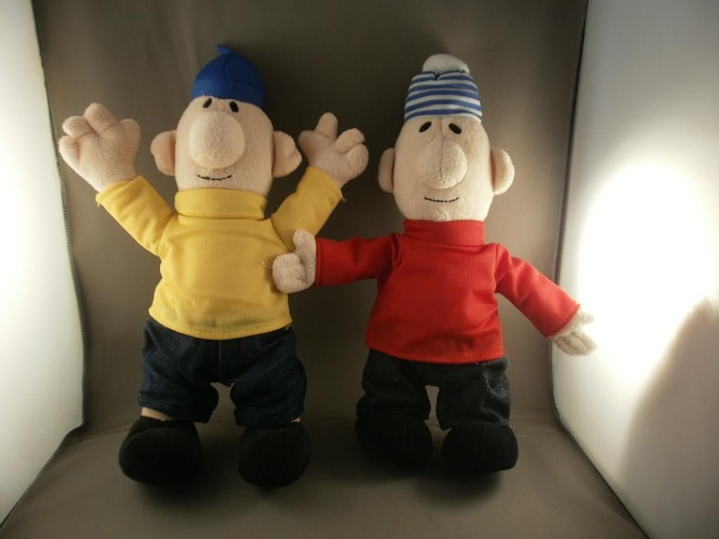 buurman en buurman pat en mat geel en blauwe shirt 30 cm, Overige typen, Ophalen of Verzenden, Zo goed als nieuw, Wasbaar