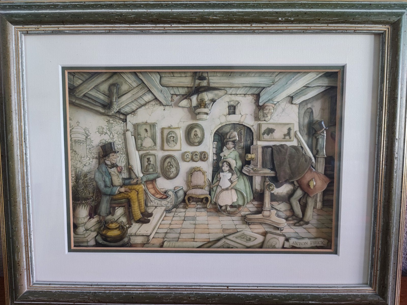 Anton Pieck 3D-print in lijst., Ophalen of Verzenden, Oud hollands, Ingelijst, Portret of Personen