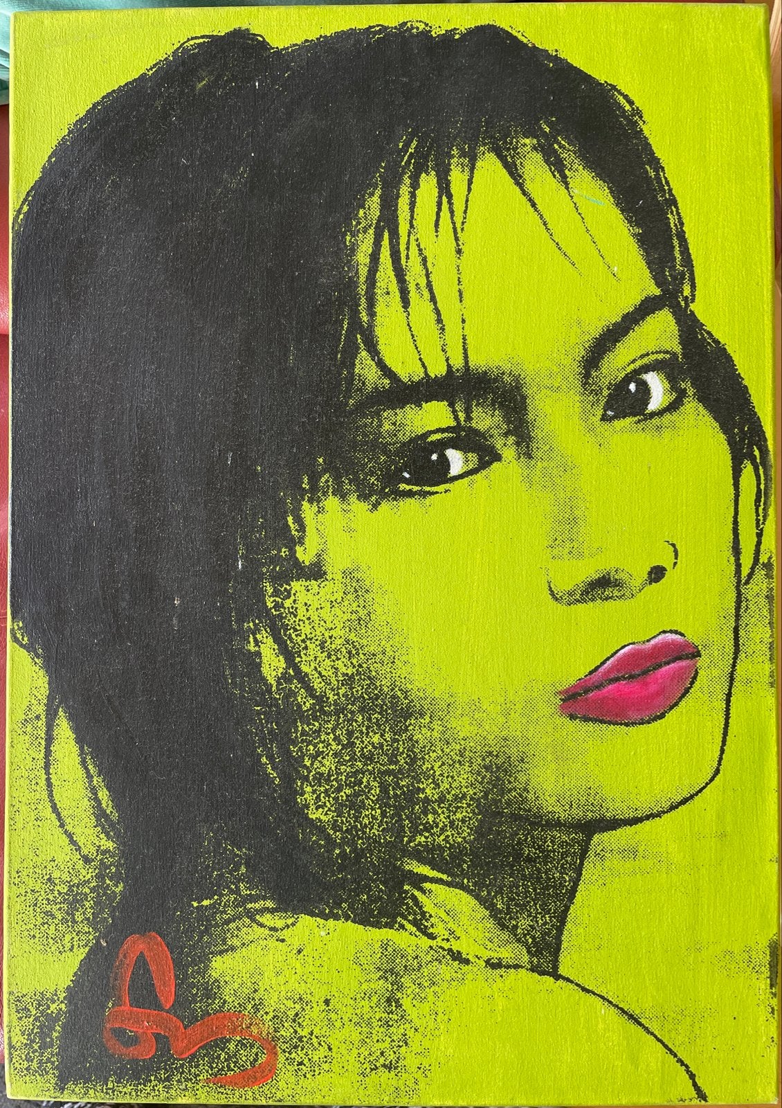 Pop-art portret van Symon - Levendige kleuren, afm 35x50 cm., Acrylverf, Ophalen of Verzenden, Gesigneerd, Portret