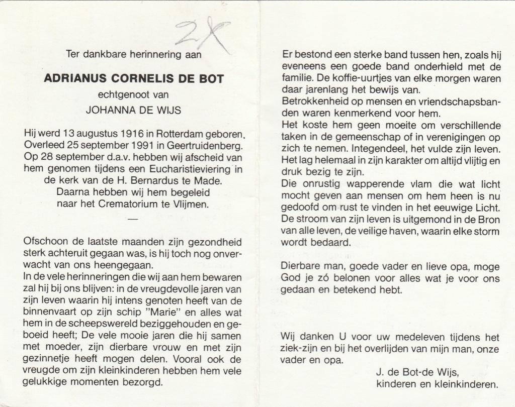 bidprentjes +brabant-de bot-botman-bottinga-bouchier-+3 naam, Ophalen of Verzenden, Bidprentje