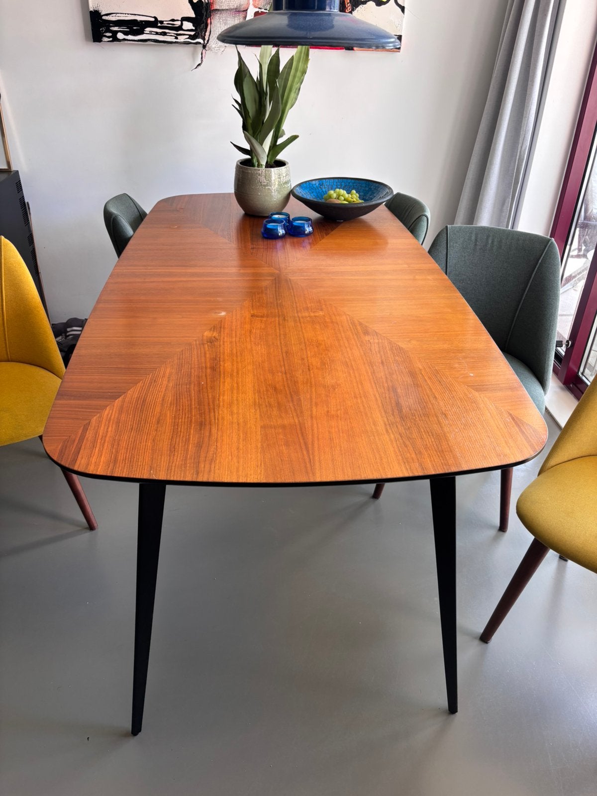 Eettafel en/of 6 eetkamerstoelen, Huis en Inrichting, Tafels | Eettafels, Ophalen, Overige materialen, Gebruikt, 200 cm of meer