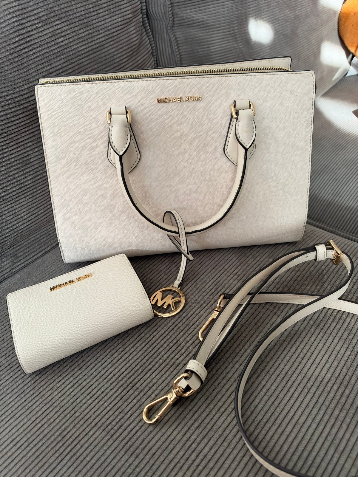 Michael Kors Handtas met Portemonnee - Crème, Verzenden, Gebruikt, Beige, Handtas