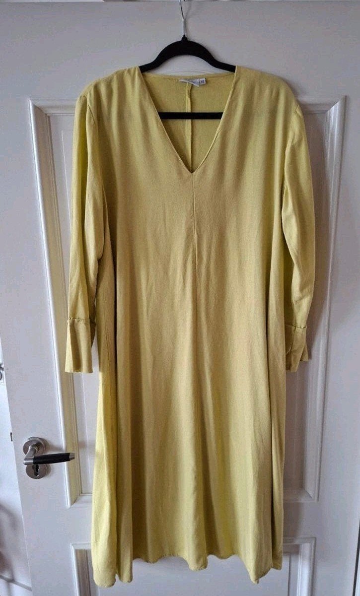 Zomerjurk Linnen Viscose Katoen XL Lime-geel, Kleding | Dames, Jurken, Linea loresi, Geel, Maat 42/44 (L), Ophalen of Verzenden
