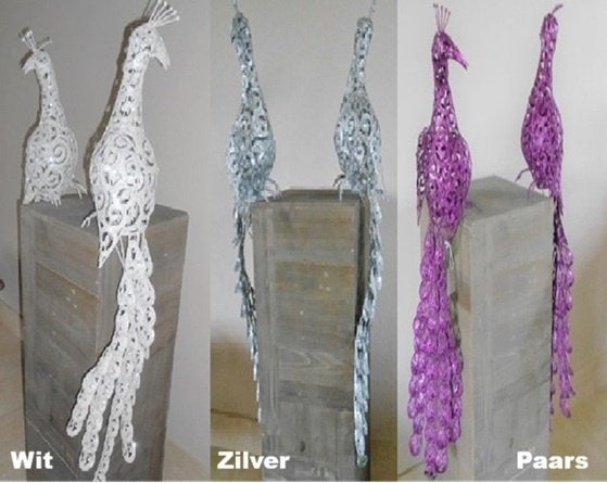 Pauw ornament in 3 kleuren L. 90 decoratie, Ophalen of Verzenden, Nieuw, Overige typen