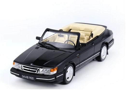 Saab 900 Turbo Cabriolet 1988 Zwart 1:18 (Inkl.Vitrine) DNA-, Overige merken, Auto, Nieuw, Ophalen of Verzenden