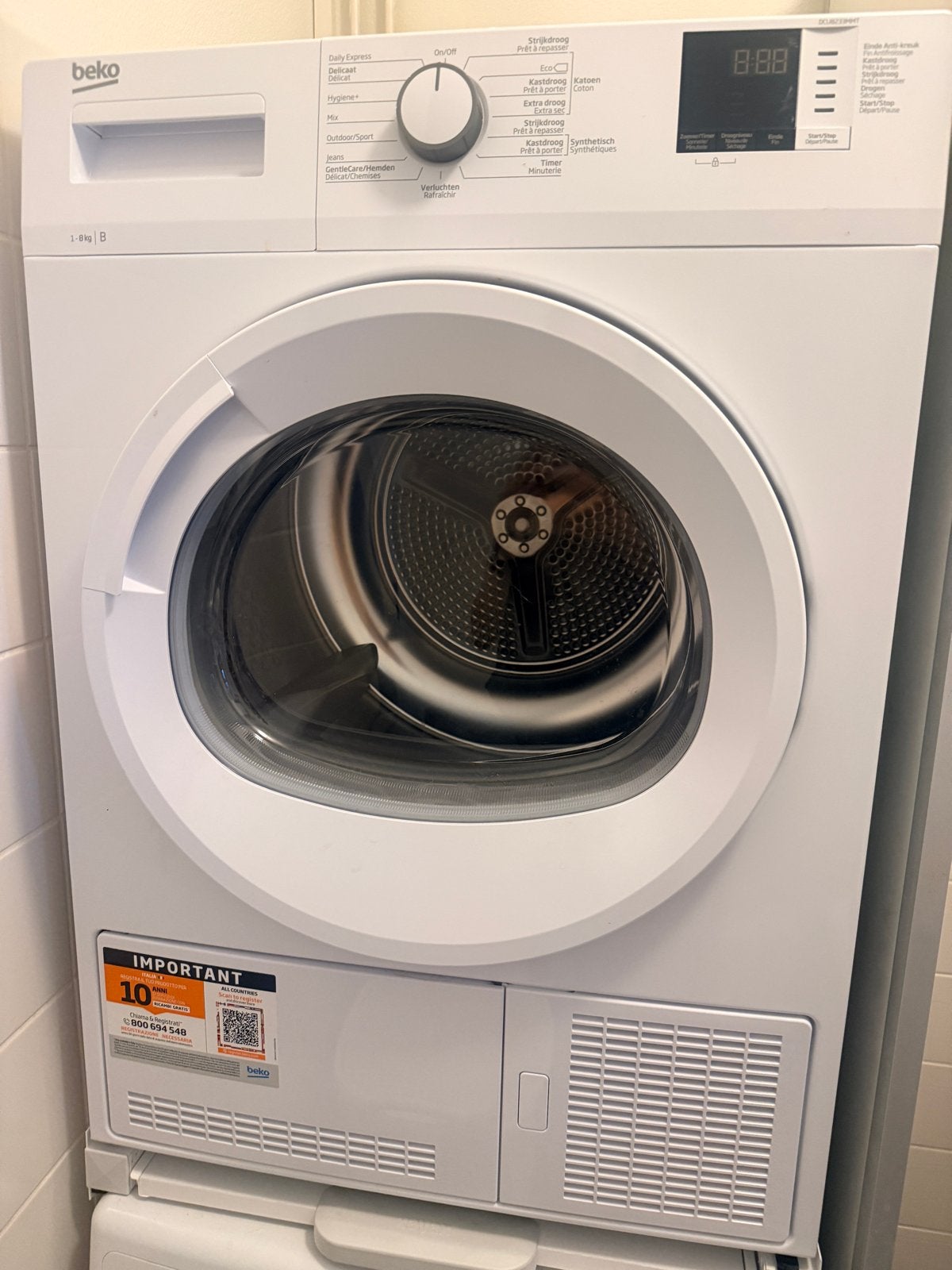 Beko DCU8233MMT Condensdroger 8 kg nog geen jaar oud, Ophalen, 8 tot 10 kg, Zo goed als nieuw, Voorlader