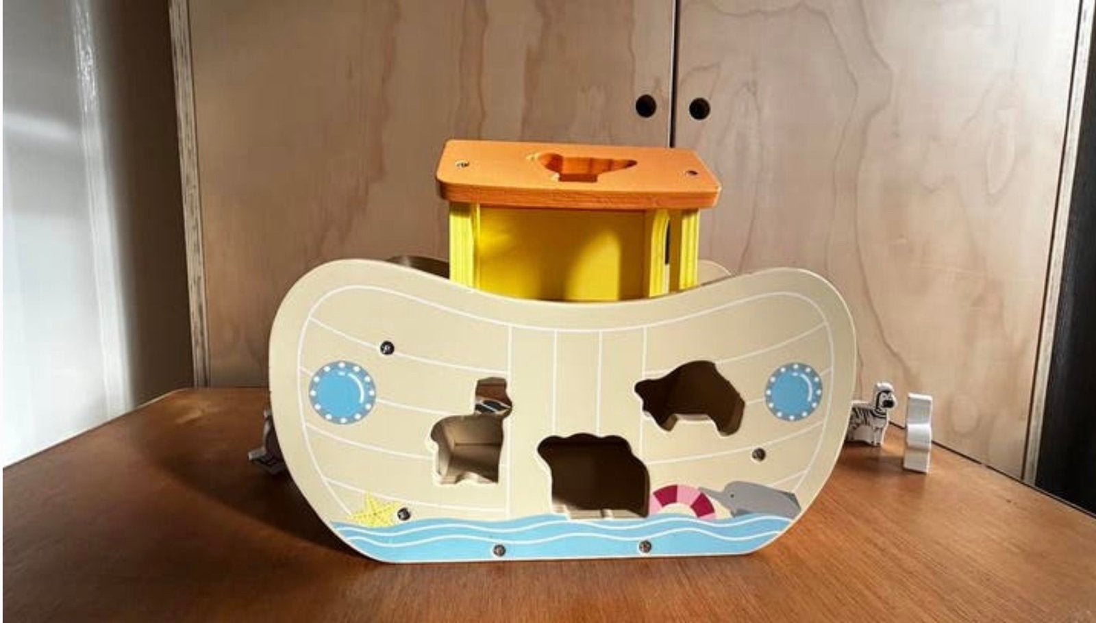 Houten Ark van Noach met figuren en dieren, Kinderen en Baby's, Ophalen of Verzenden, Zo goed als nieuw