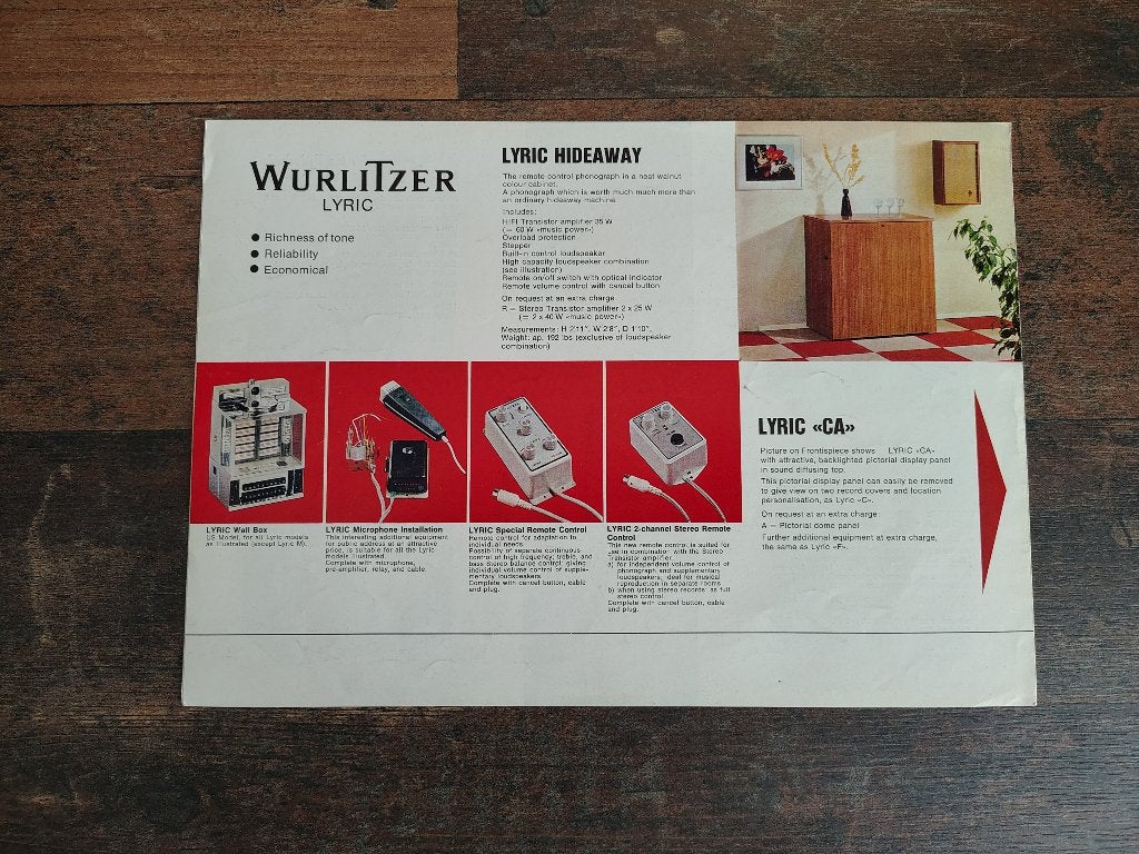 Folder: Wurlitzer Lyric (1965) jukebox, Verzenden, Gebruikt, 1950 tot 1960, Seeburg