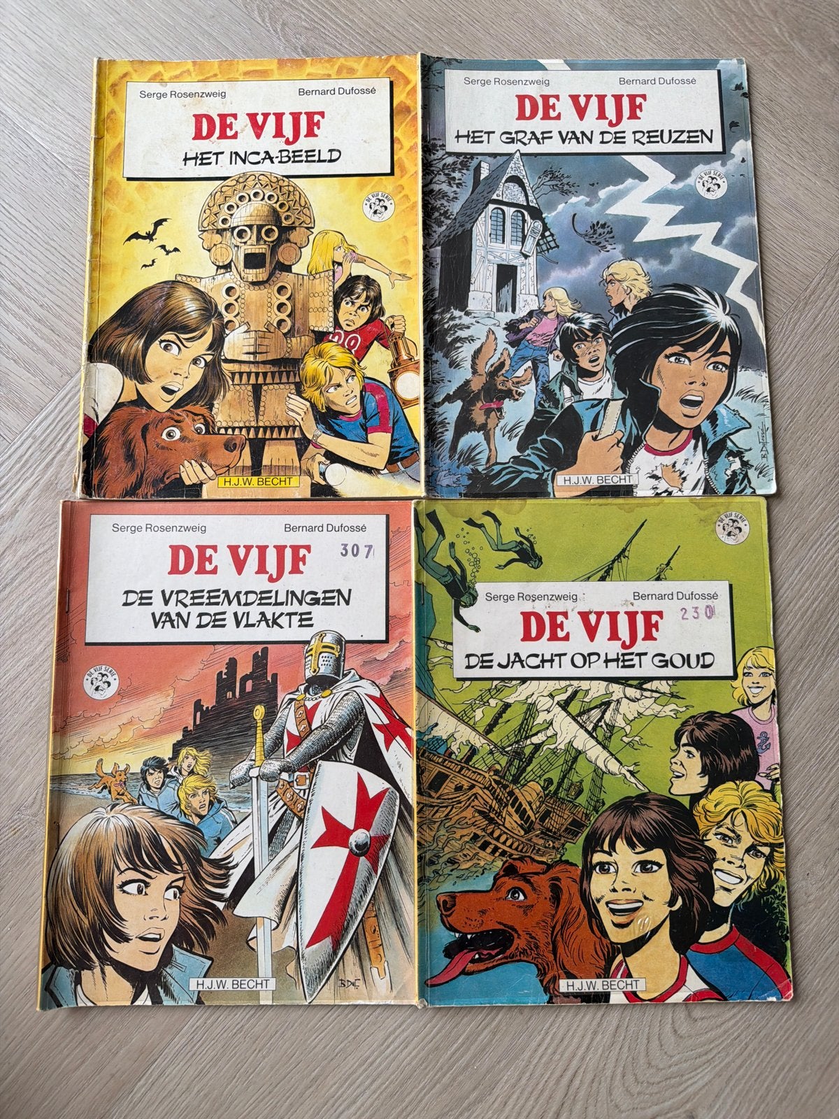 De Vijf - 4 stripboeken: Het Inca Beeld, De Graf van de Reuz, Meerdere stripboeken, Ophalen of Verzenden, Gelezen