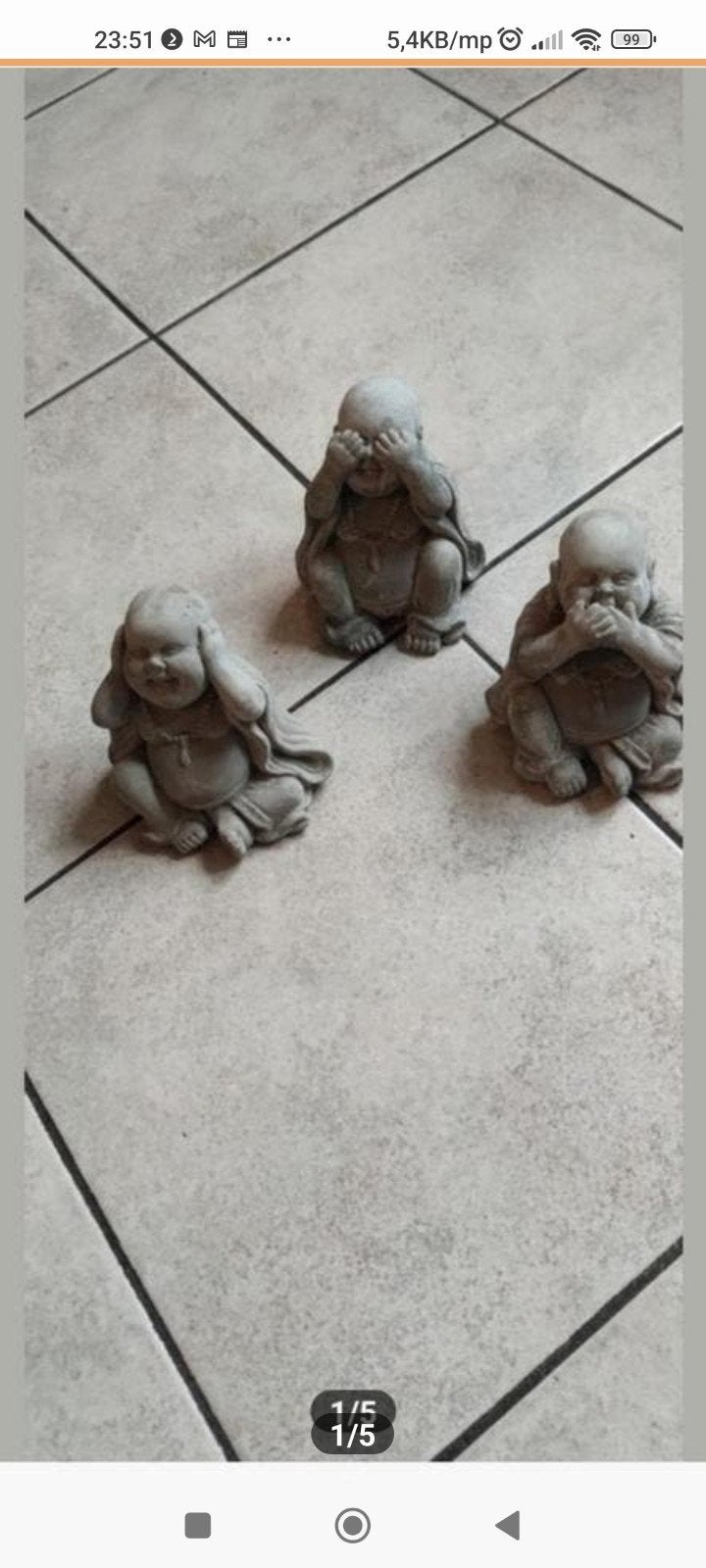 Beton Boeddha beeldjes 3x, Ophalen of Verzenden, Zo goed als nieuw