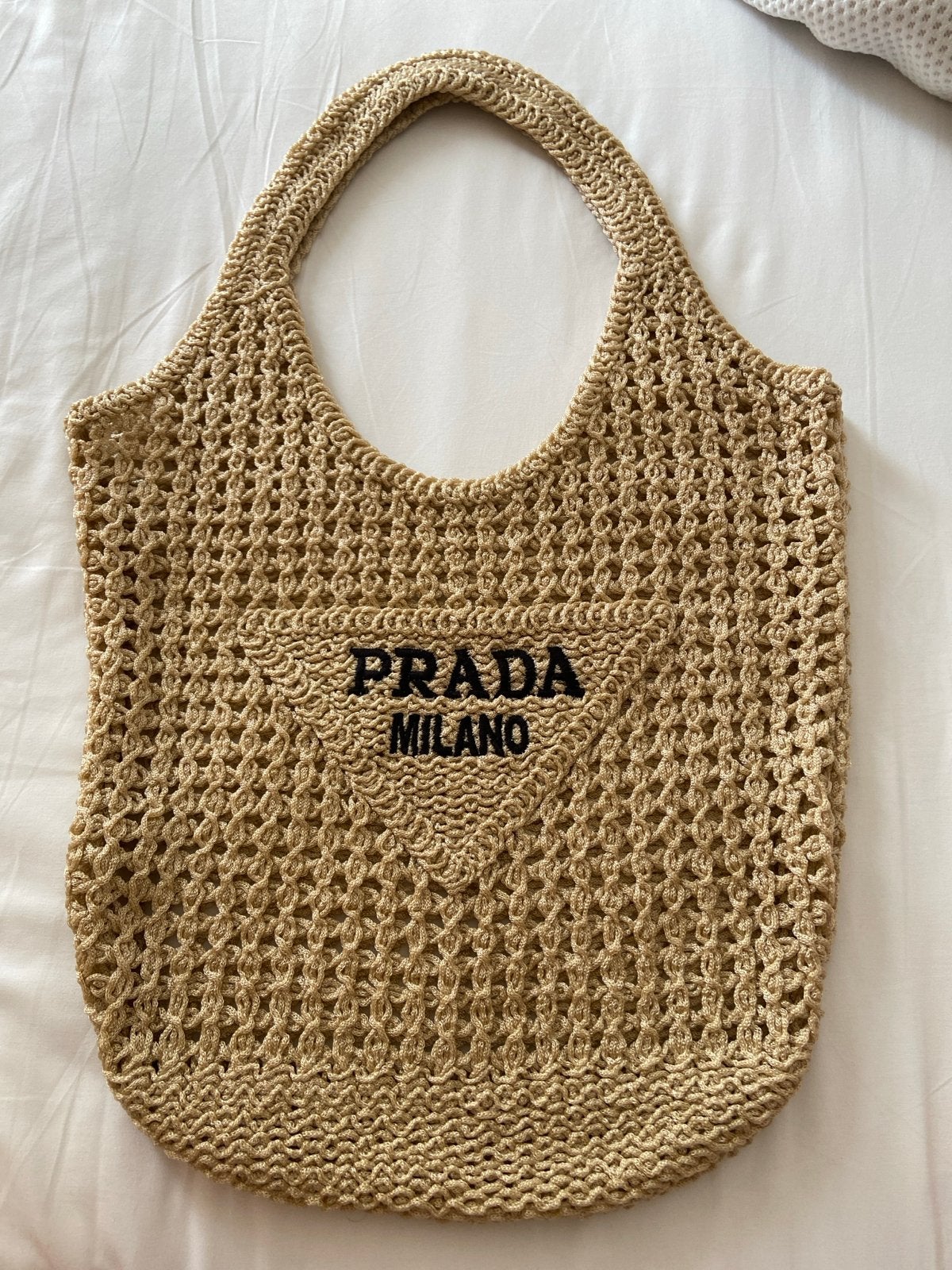 Prada Milano gehaakte shopper tas helemaal nieuw, Ophalen of Verzenden, Nieuw, Beige, Shopper