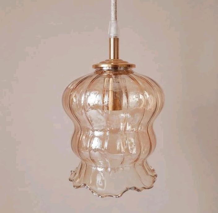 Vintage lamp | Hanglamp in amberkleur | Bubble lamp, Ophalen of Verzenden