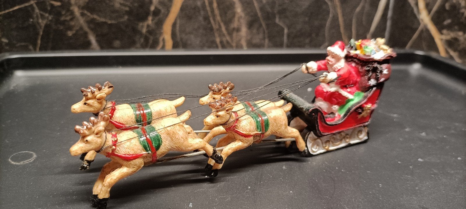 kerstman met arrenslee en rendieren (14), Diversen, Ophalen of Verzenden, Gebruikt