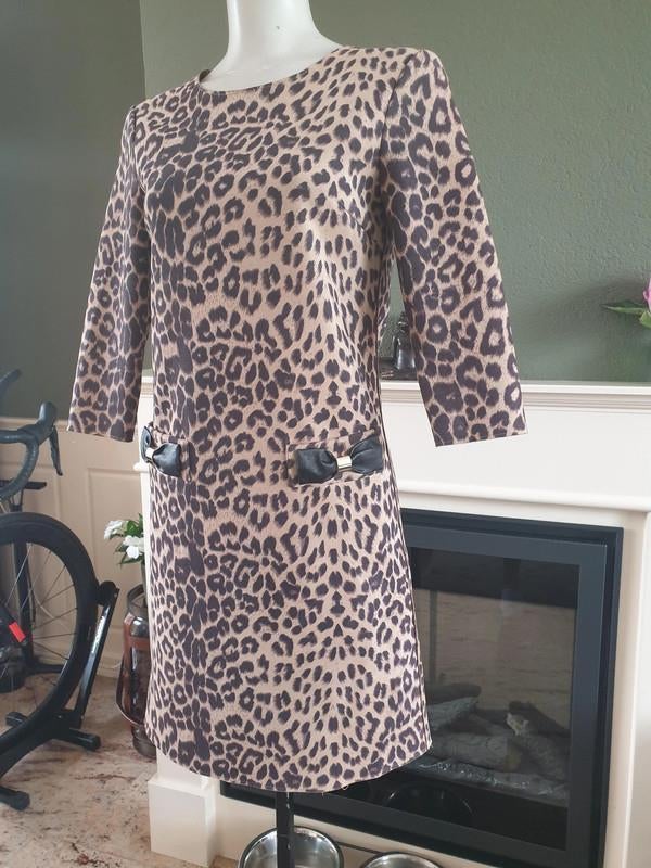 Drole de Copine mooie luipaard jurk S 36, Beige, Ophalen of Verzenden, Zo goed als nieuw, Knielengte