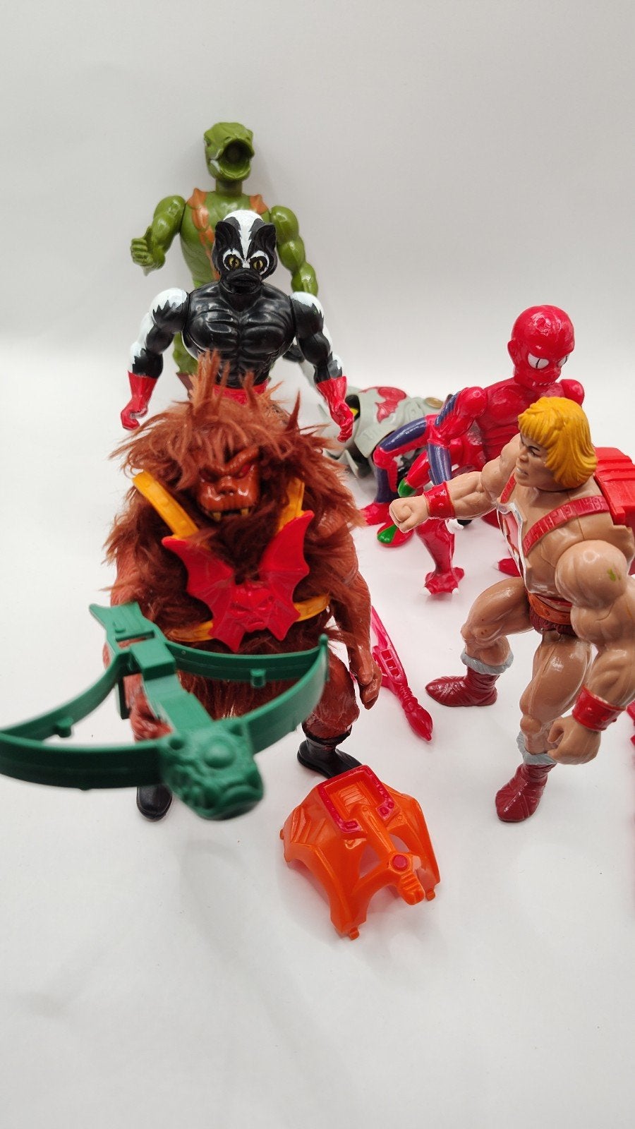 Vintage actiefiguren: He-Man, Beast Man, Stinkor, Webstor, Ophalen of Verzenden, Gebruikt