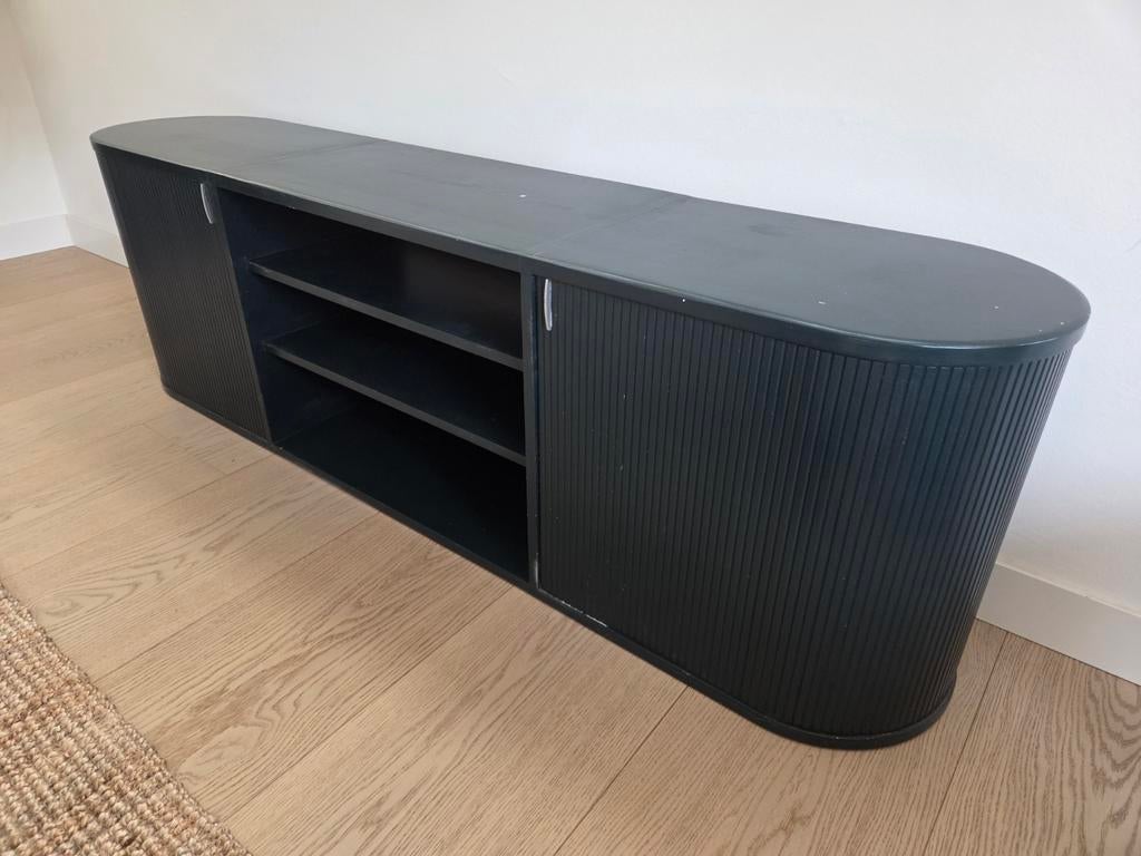 Donkergroen TV kastje / dressoir, Ophalen, Gebruikt, 100 tot 150 cm, Minder dan 100 cm