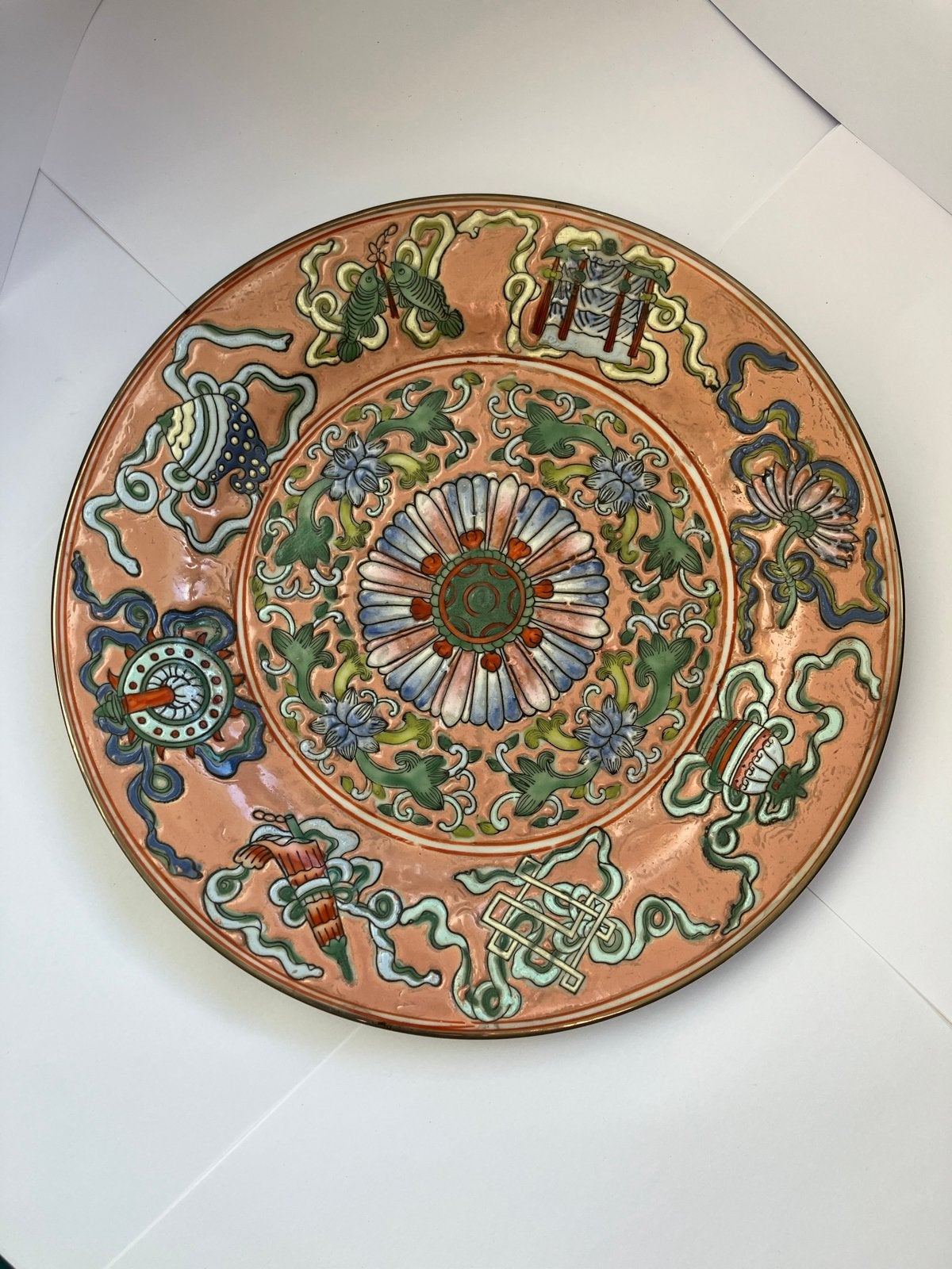 Antiek Chinees Porselein Bord Famille Rose Tongzhi, Ophalen of Verzenden