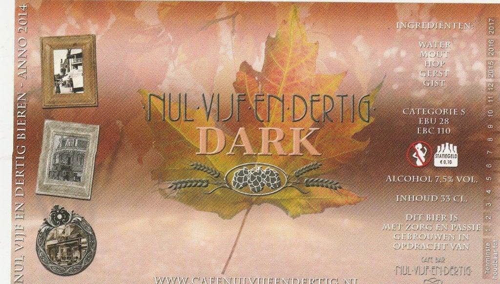bieretiket Nederland Gooisch gilde Nul vijf en dertig Dark, Verzamelen, Biermerken, Verzenden, Nieuw, Overige typen, Overige merken