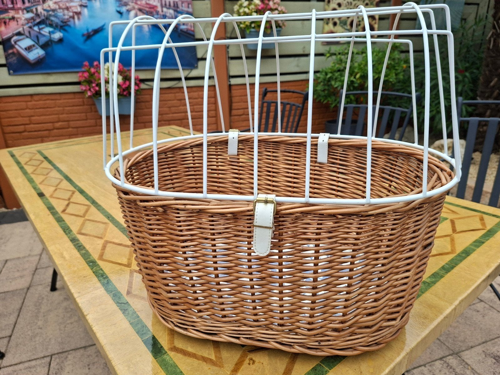 Rotan fietsmand met metalen rekje, Ophalen, Gebruikt, Fietsmand, Onbekend