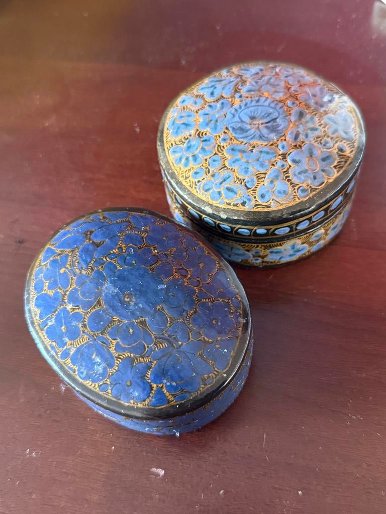 Prachtige handgeschilderde papier-maché doosjes, Ophalen of Verzenden