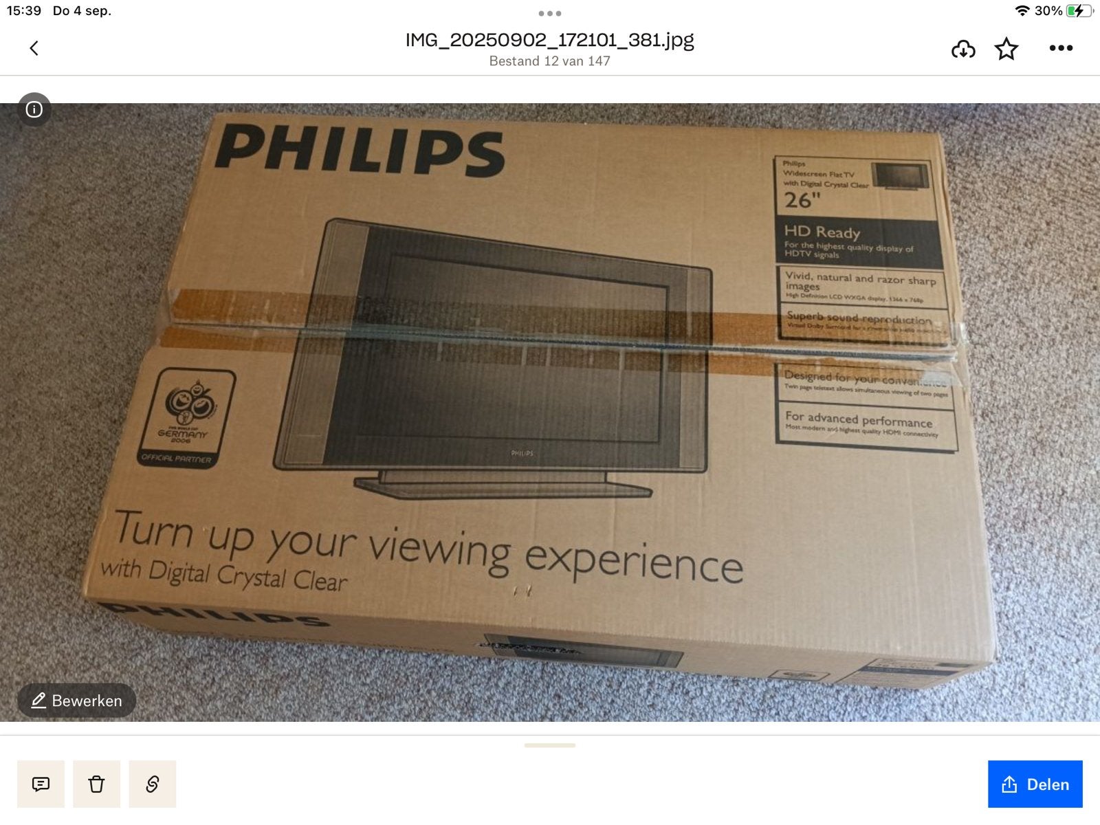 Philips tv 65cm met afstandsbediening, boekjes zie foto’s, Audio, Tv en Foto, Televisiebeugels, Ophalen, Gebruikt
