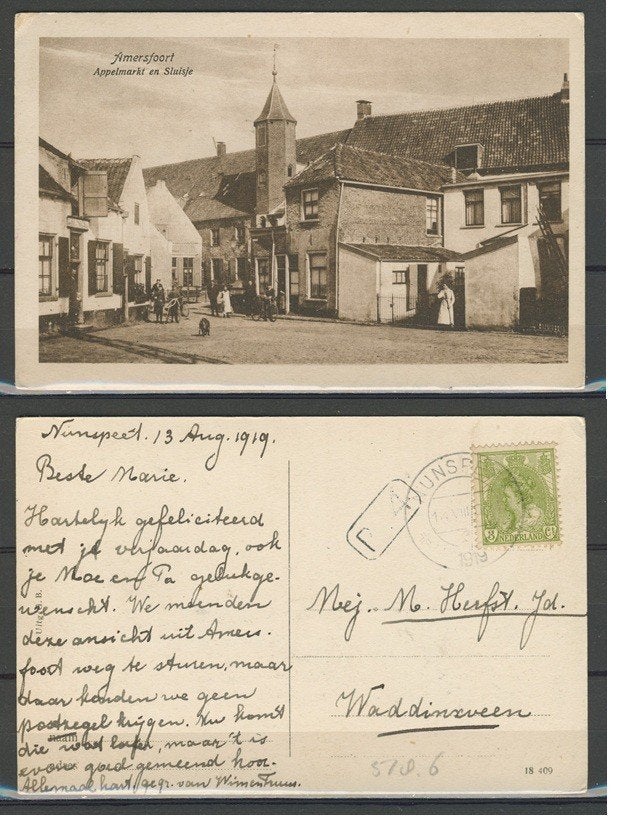 Amersfoort 1945 t Sluisje Ansichtkaart m-130b jdu, Ophalen of Verzenden, Voor 1920, Gelopen, Utrecht