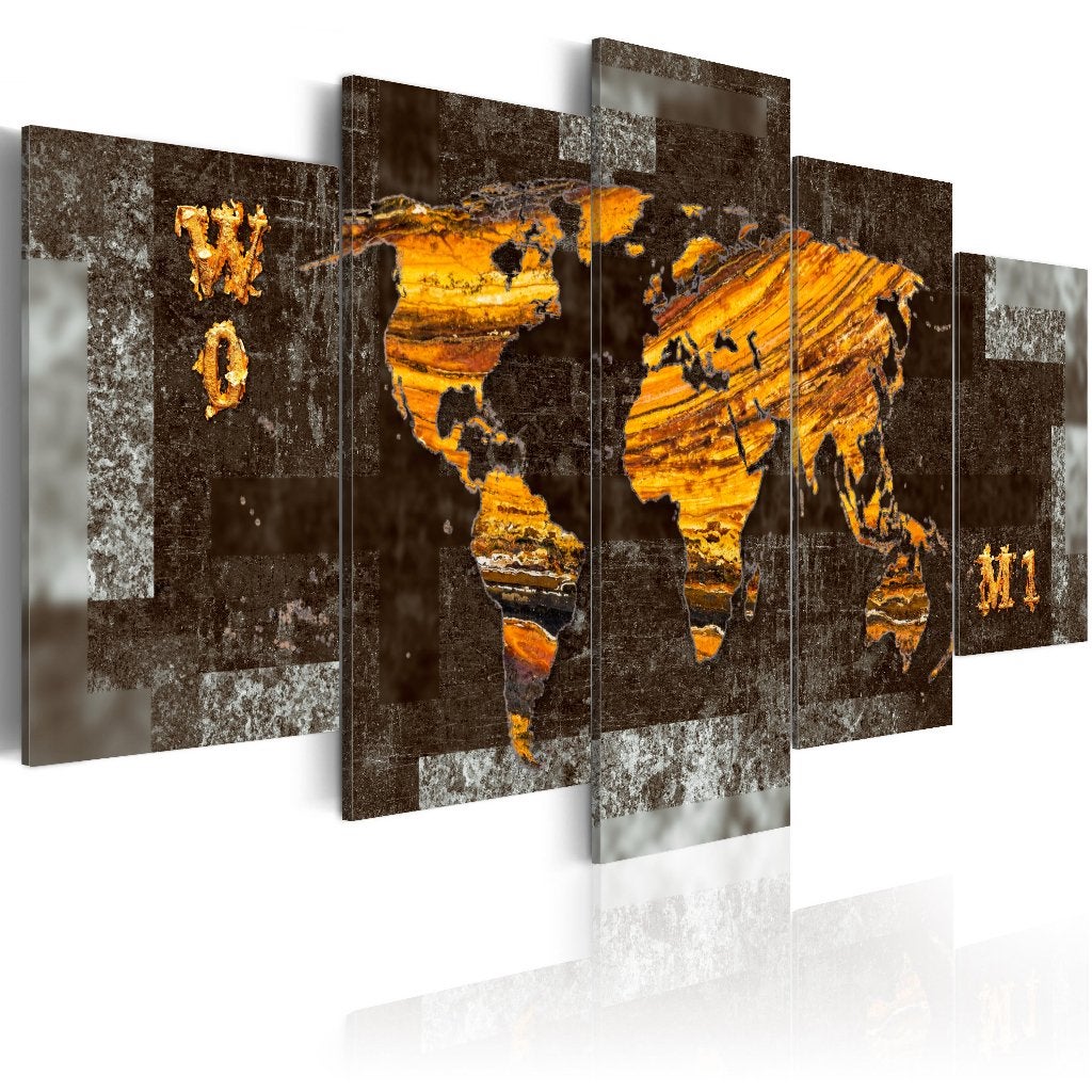 292 Wereldkaart XXL 5 Luik Canvas Schilderij 200x100cm Nieuw, Ophalen of Verzenden