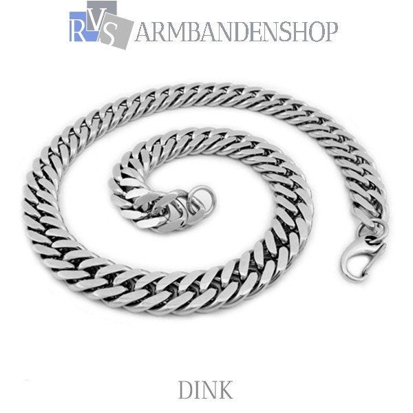 Rvs staal zilver brede heren mannen ketting "Dink" 59 cm., Ophalen of Verzenden, Nieuw, Zilver, Overige materialen