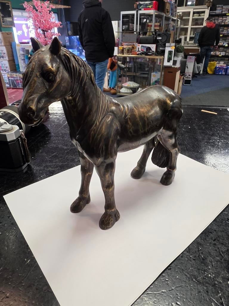 Oud bronzen paard, 23cm hoog - Decoratief beeld, Antiek en Kunst, Ophalen of Verzenden, Brons