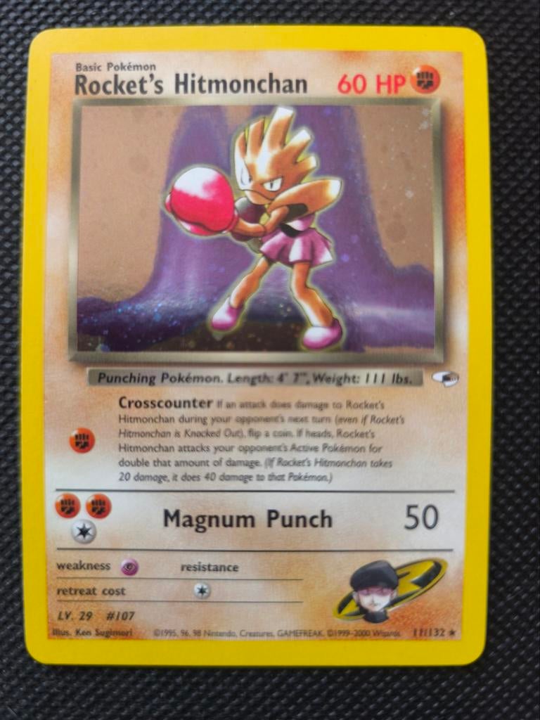 Rocket's Hitmonchan 11/132 Gym Heroes Pokémon Kaart, Ophalen of Verzenden, Gebruikt, Losse kaart