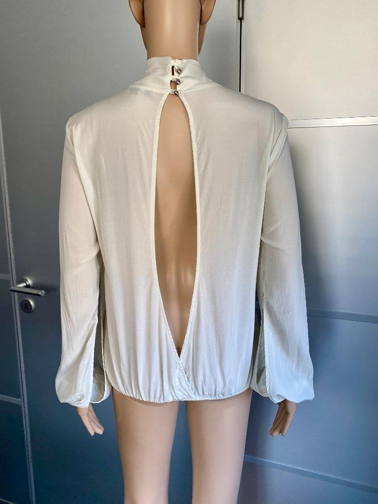 i514 Patrizia Pepe maat 38=M zijden blouse top gebr. wit, Maat 38/40 (M), Wit, Ophalen of Verzenden, Zo goed als nieuw