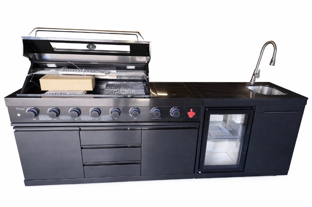 bkeuken/8 burner, koelkast, spoel en kraan, food grade RVS, Tuin en Terras, Ophalen, Geen merk, Nieuw, Gas