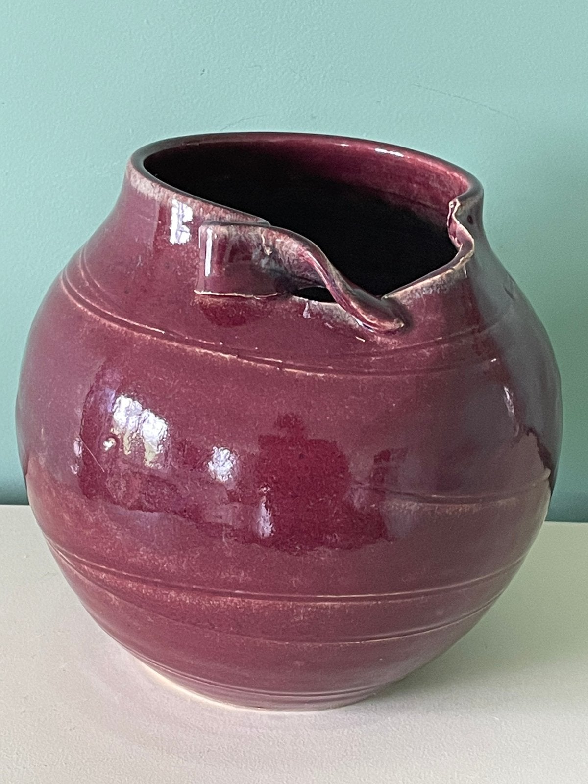 Klaas Fenne de Leeuwe • Bloedrode vaas •  Ribbon Rim • 70’s, Antiek en Kunst, Ophalen of Verzenden