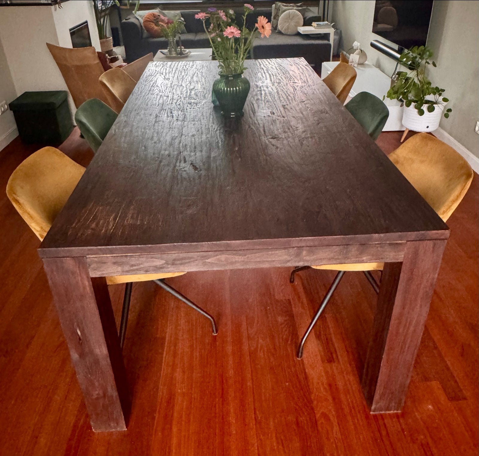 Forest eettafel (Goossens) - Cognac oud teak, Ophalen, Gebruikt, 100 tot 150 cm, Teakhout