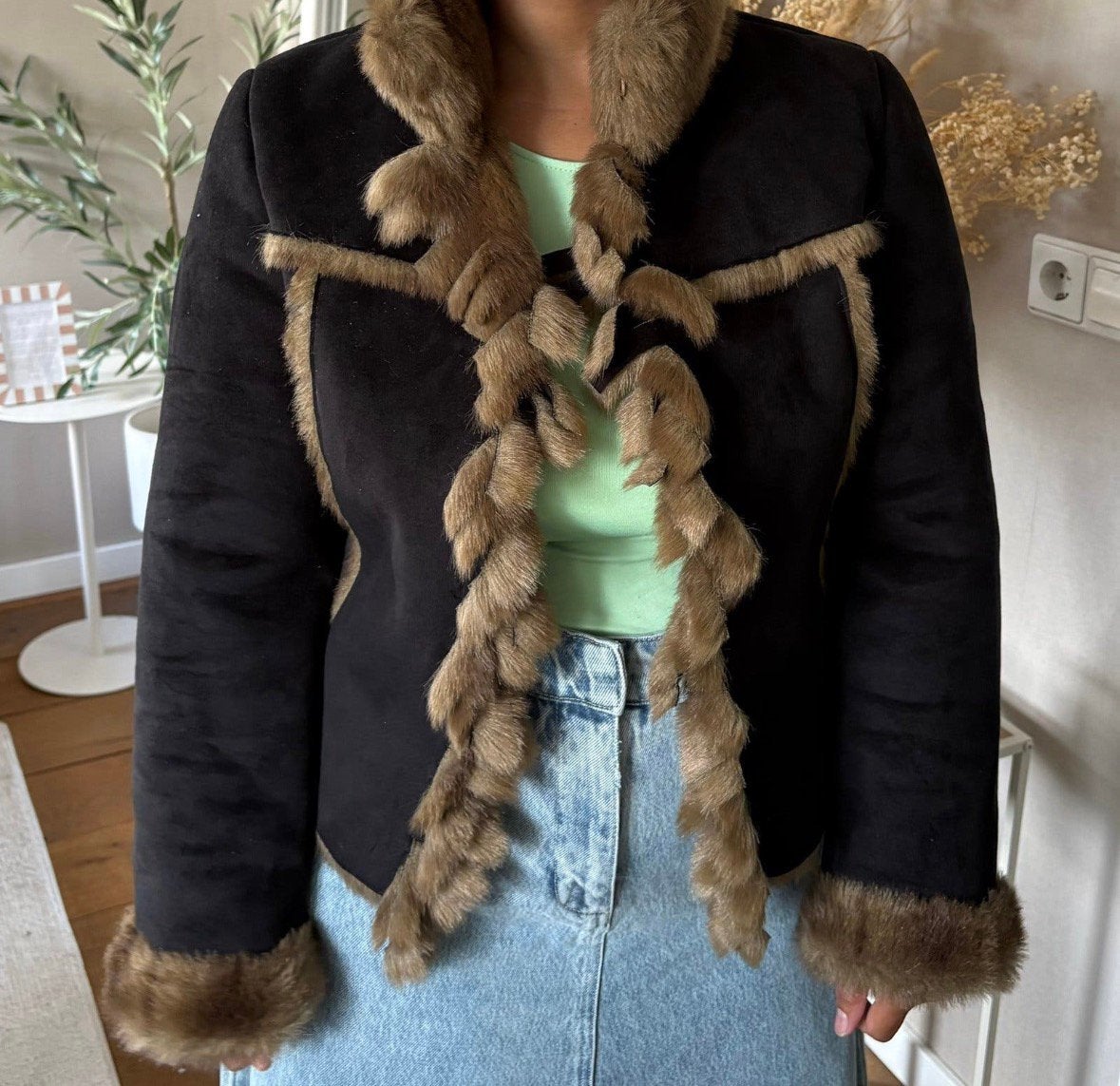 Faux fur jas maat m, Ophalen of Verzenden, Zo goed als nieuw, Zwart