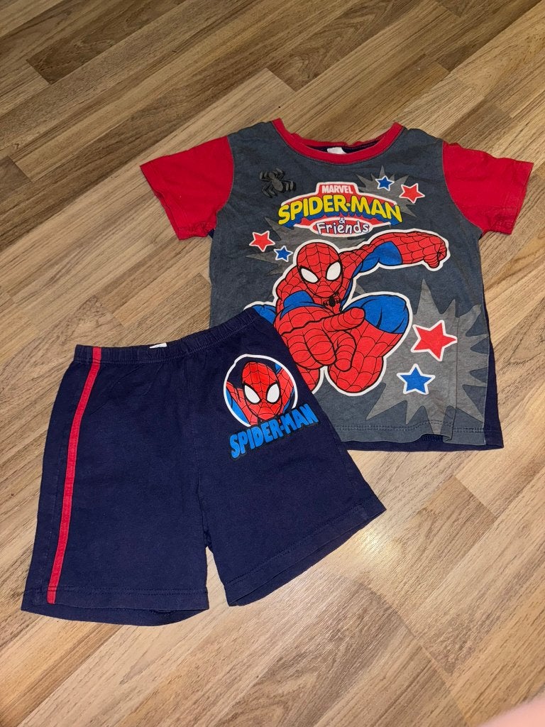 Pyjama 116 122 spiderman zomer blauw blauwe, Verzenden, Gebruikt, Jongen, Nacht- of Onderkleding