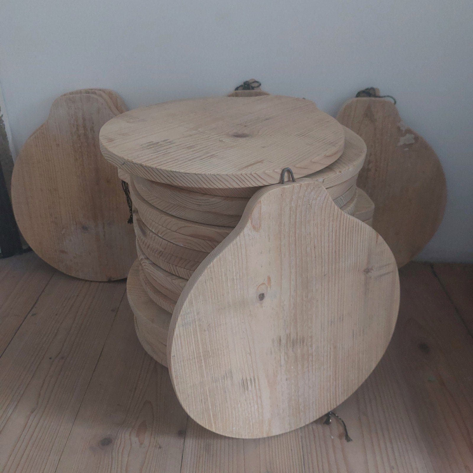 26x Ronde Kaasplank Borrelplank Kerstbal Model - Handgemaakt, Hout, Gebruikt, Ophalen of Verzenden, Landelijk