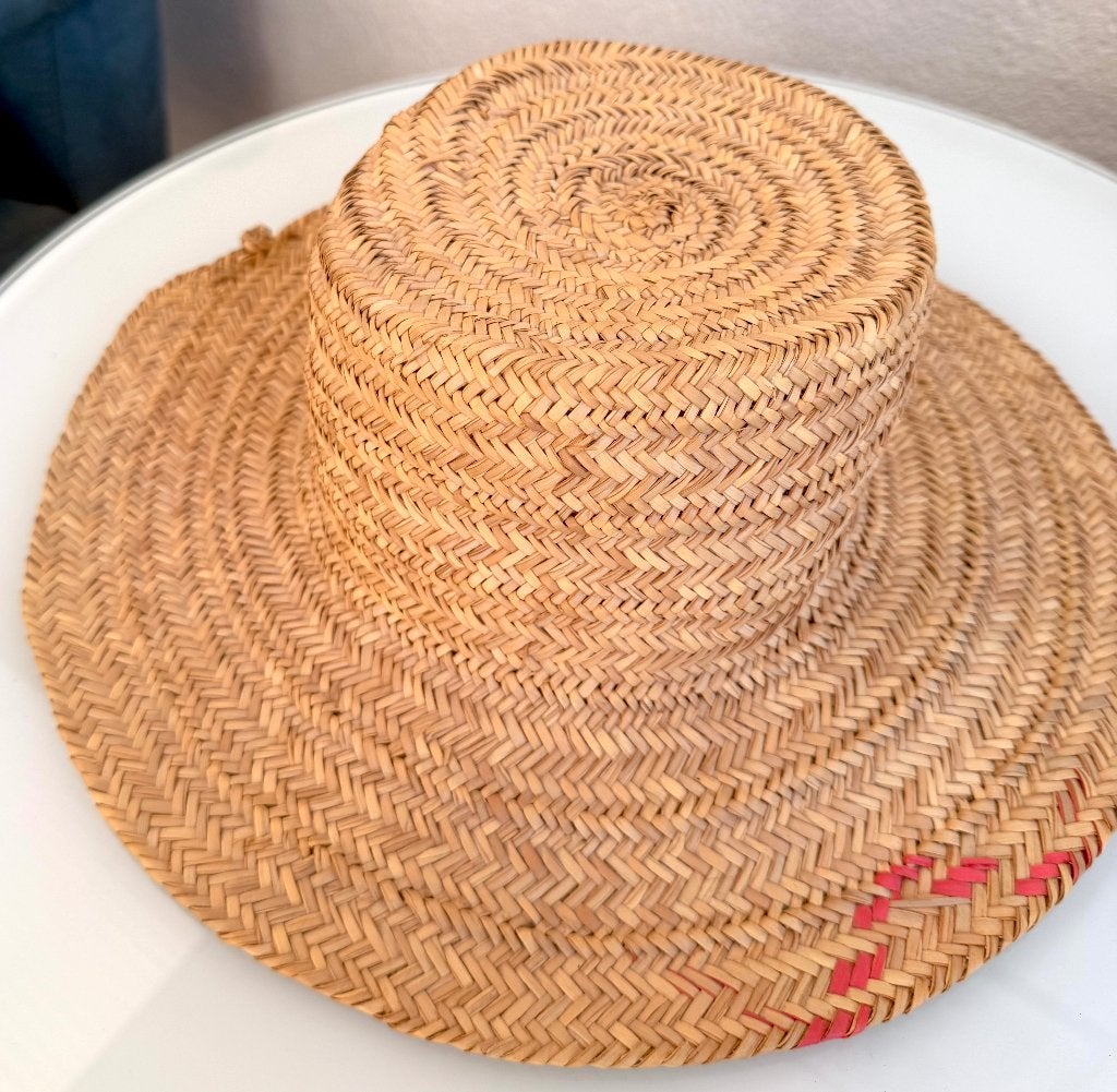 Rieten zomerhoed als nieuw, 56 of 57 cm (M, 7 of 7⅛ inch), Hoed, Ophalen of Verzenden, Onbekend