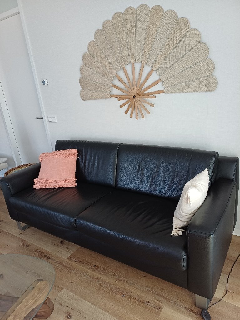 TOPFORM Design bank zwart leer 3zits, Ophalen, Gebruikt, Design, Driepersoons