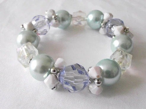 Elastische Kralenarmband in Pastelblauw, Info@medase.nl, Medase, Nieuw, Ophalen of Verzenden