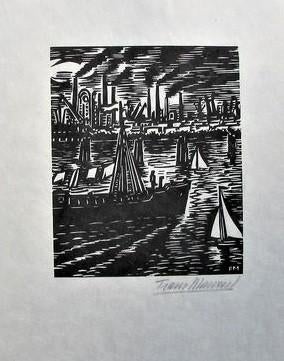 Frans Masereel - Hamburg - Houtsnede Handgesign., Antiek en Kunst, Verzenden, Houtsnede, 1950 - 1999