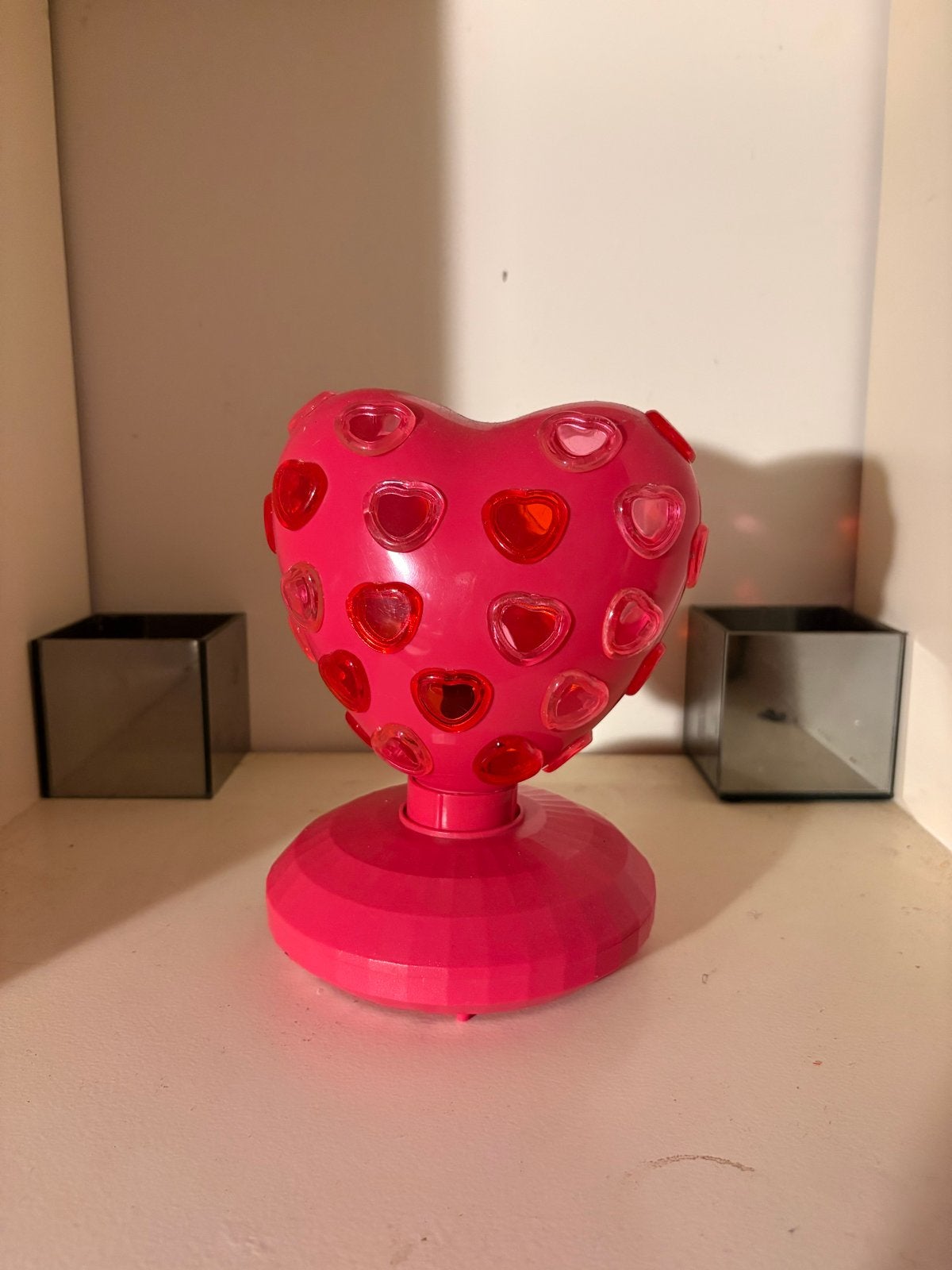 Roze hartvormige discobal lamp - Romantische sfeer, Ophalen, Zo goed als nieuw