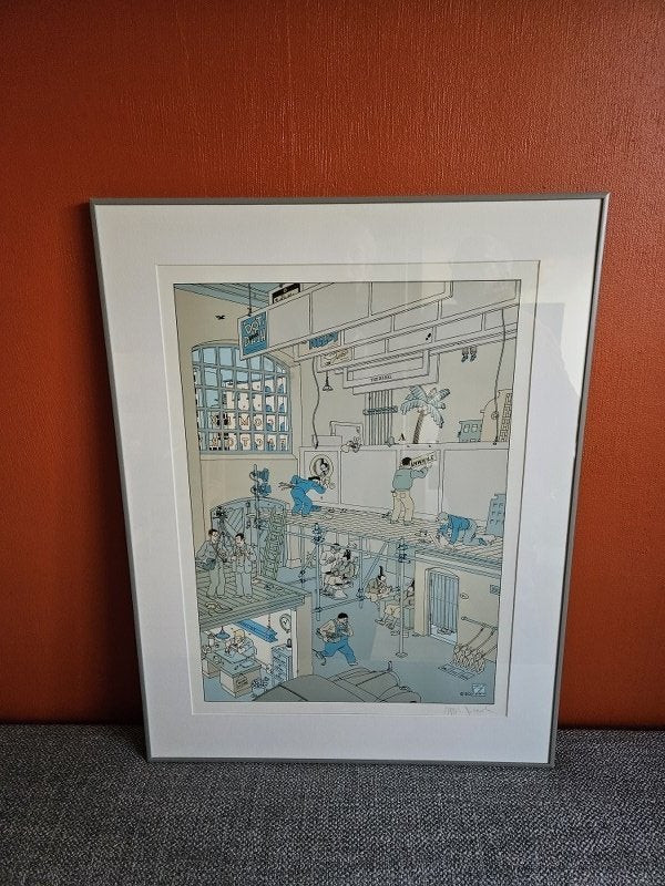 JOOST SWARTE ZEEFDRUK COMIX FACTORY 1988 IZGS VINTAGE CADEAU, Antiek en Kunst, Kunst | Litho's en Zeefdrukken, Ophalen, Ingelijst