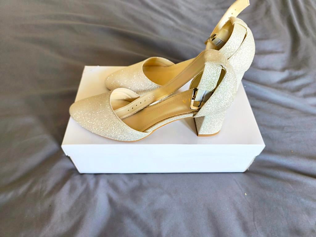 Avalia Vera Bruidsschoenen - Glitter Goud, Kleding | Dames, Schoenen, Overige kleuren, Avalia, Nieuw, Ophalen of Verzenden