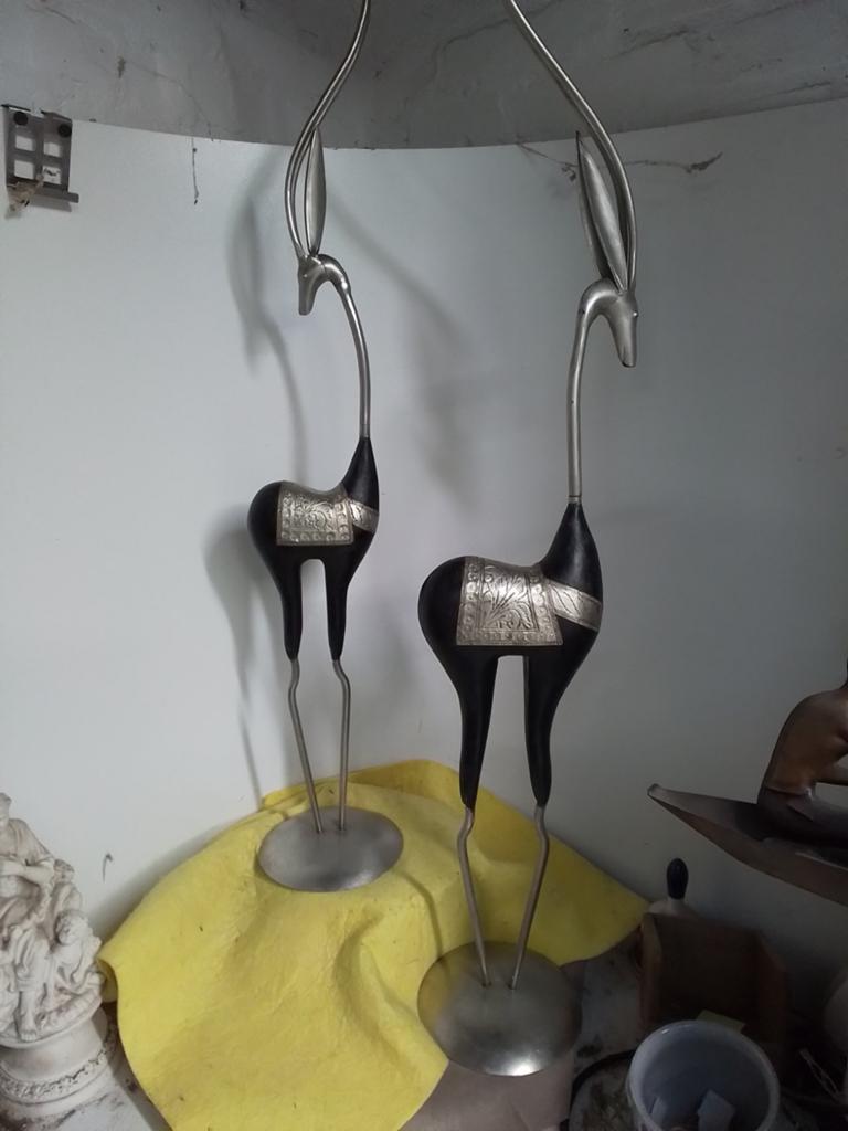 15164) 2 mooie decoratieve giraffen 85/95cm  hoog, Ophalen of Verzenden, Zo goed als nieuw